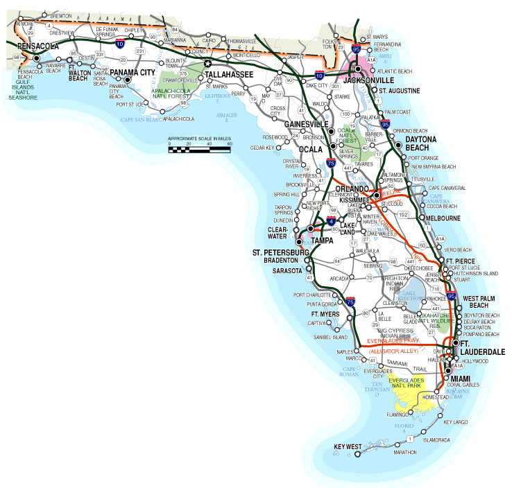 map of florida cities west